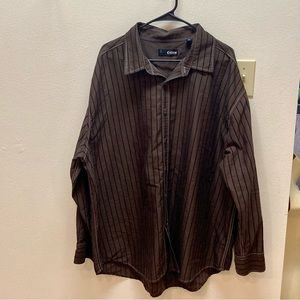 Cultura Brown Stripe Button Dress Shirt